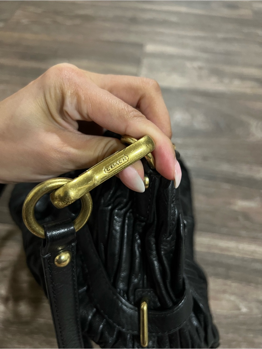 Coach Madison Sophia Satchel Black Pleated Leather with Gold Hardware - Picture 10 of 13